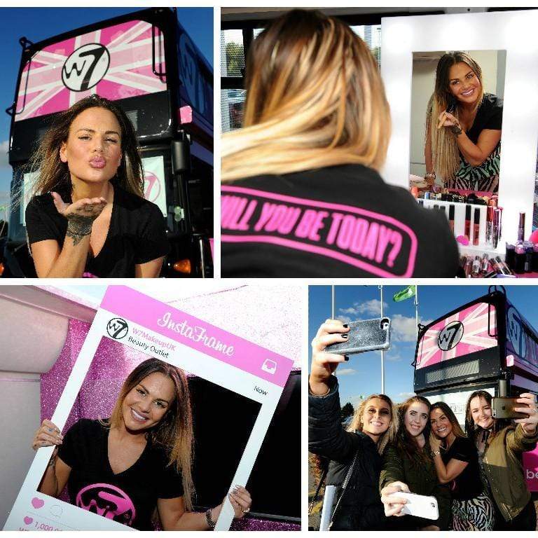 Geordie Shore Chantelle Connelly for W7 Cosmetics applying makeup and pictures with fans